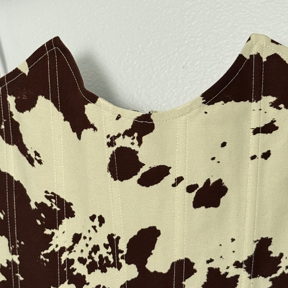 Miaou Brown and Cream Strapless Cowprint Corset Top - Picture 4 of 7